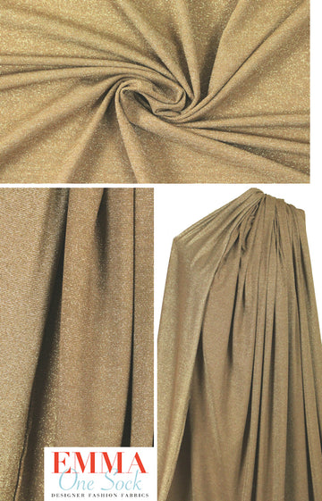 NY designer gold metallic rayon blend jersey 1.625 yds