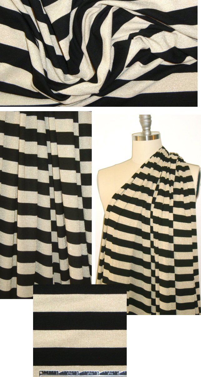 black/gold metallic stripe rayon jersey 4-way