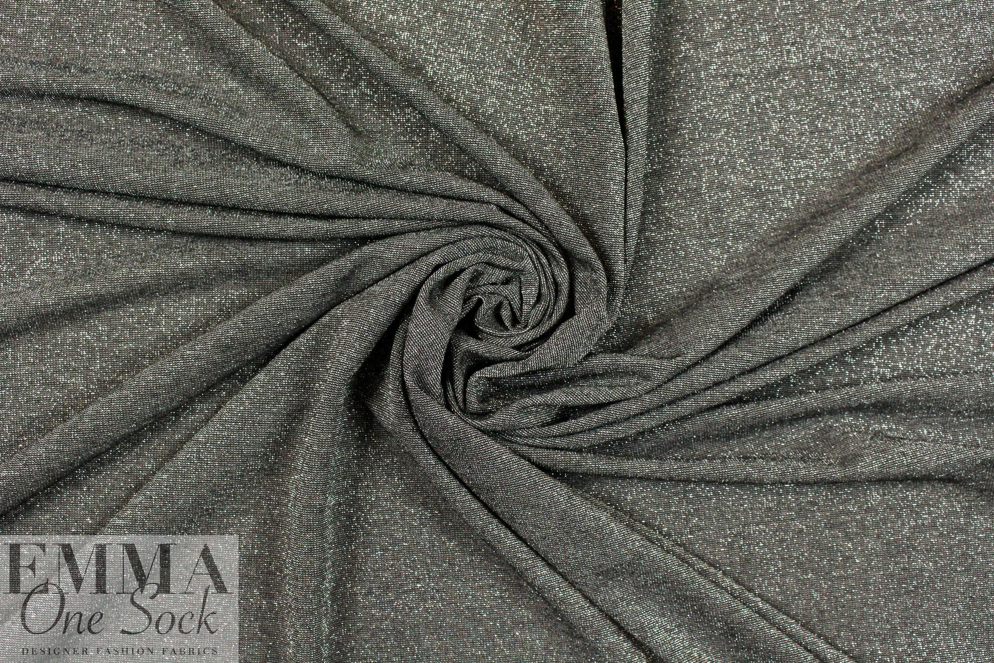 black/silver metallic rayon jersey 4-way 1 yard