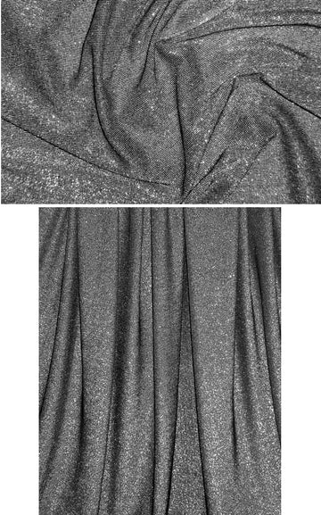 black/silver metallic rayon jersey 4-way 1.75 yd