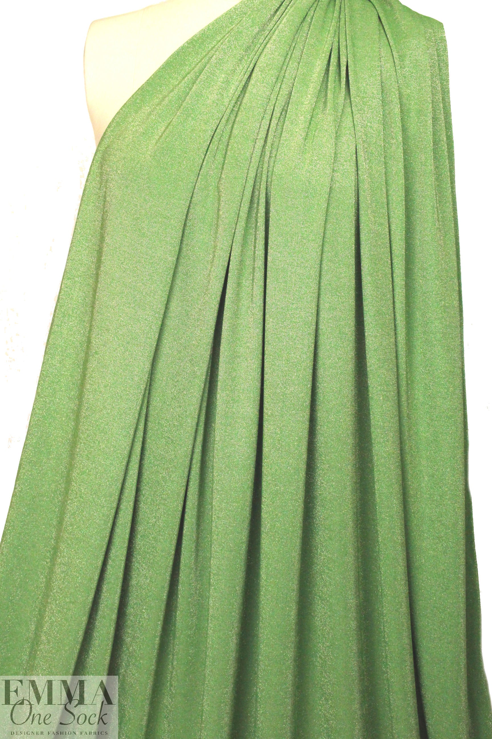 grass/gold metallic rayon jersey 4-way 1.625 yd