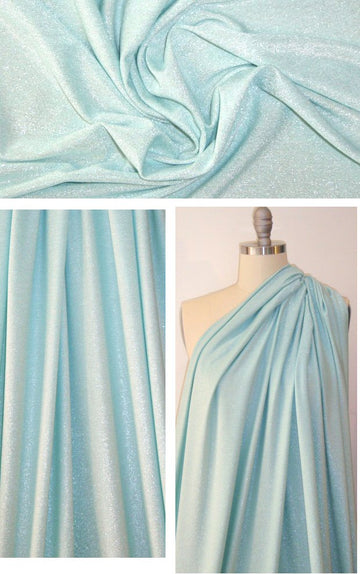 blue ice/silver metallic rayon jersey 4-way 1.125 yd