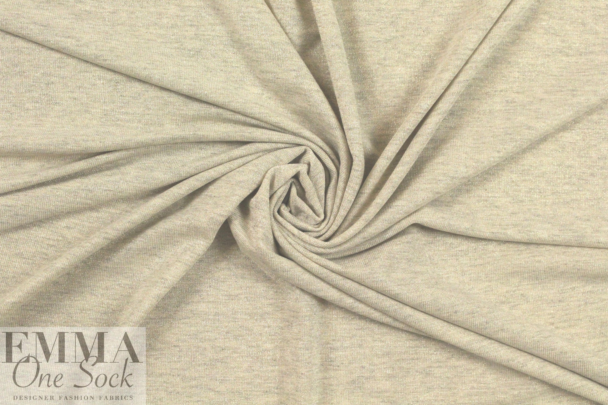 oatmeal/gold metallic rayon jersey 4-way 1 yard