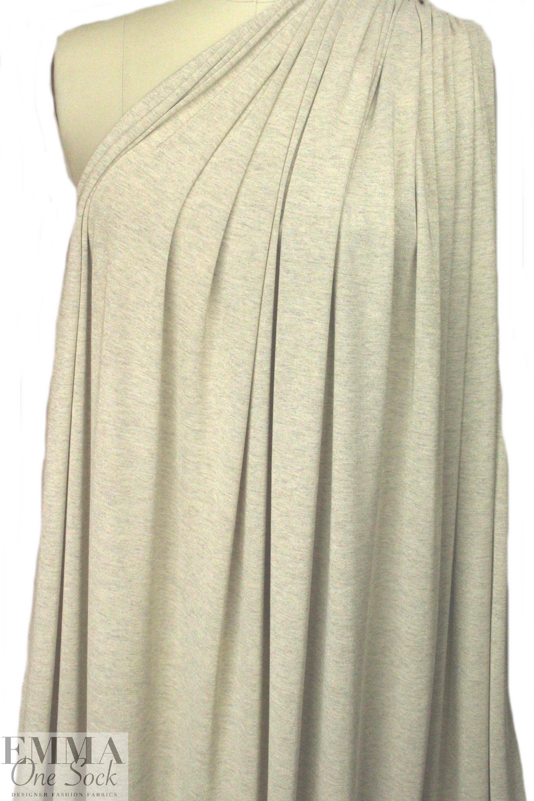 oatmeal/gold metallic rayon jersey 4-way 1 yard