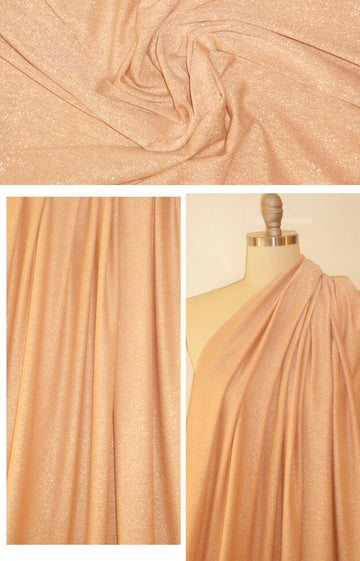 peach/silver metallic rayon jersey 4-way 1.25 yds