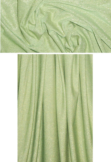 avocado/gold metallic rayon jersey 4-way .66 yds