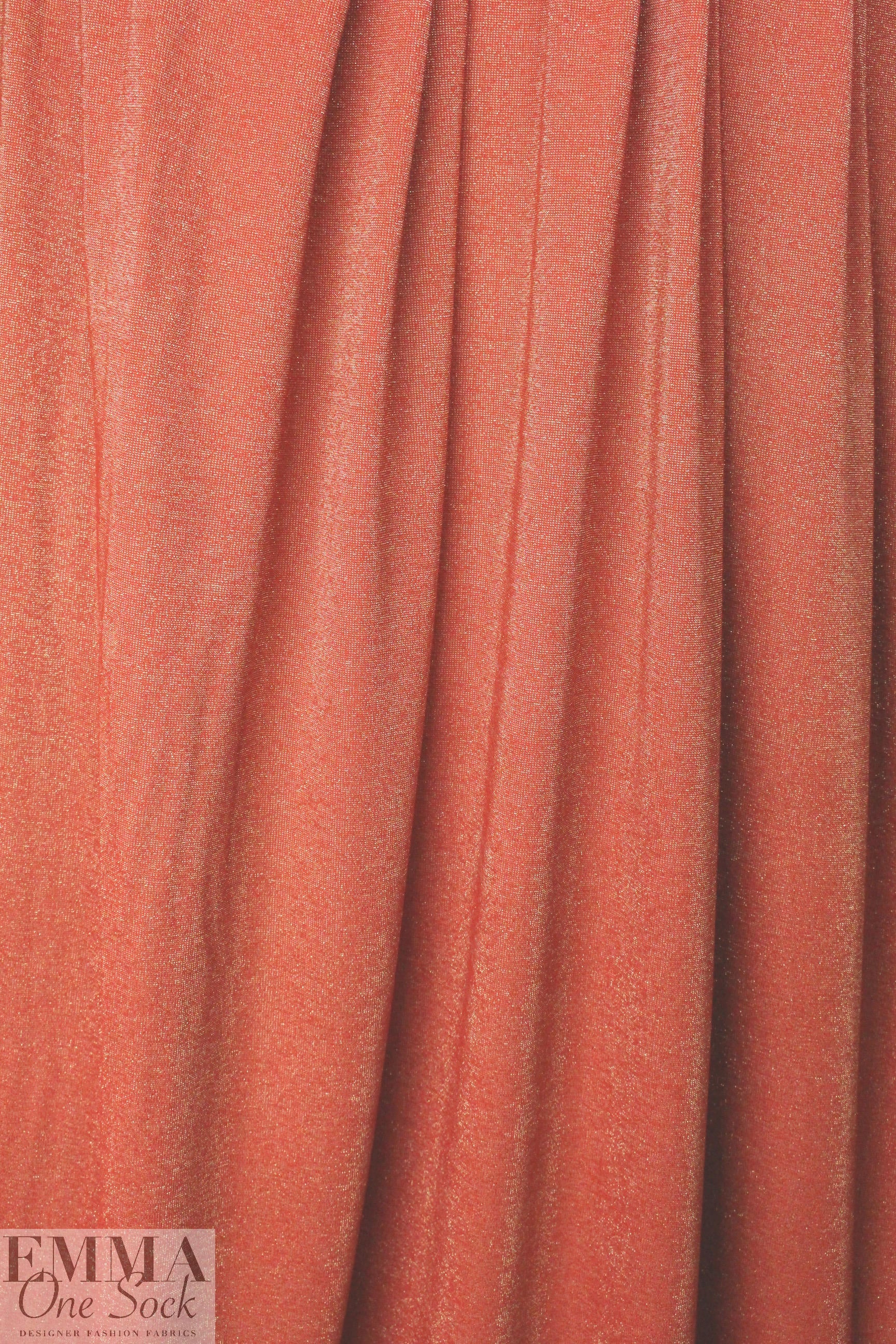 red/gold metallic rayon jersey 4-way 1.50 yd