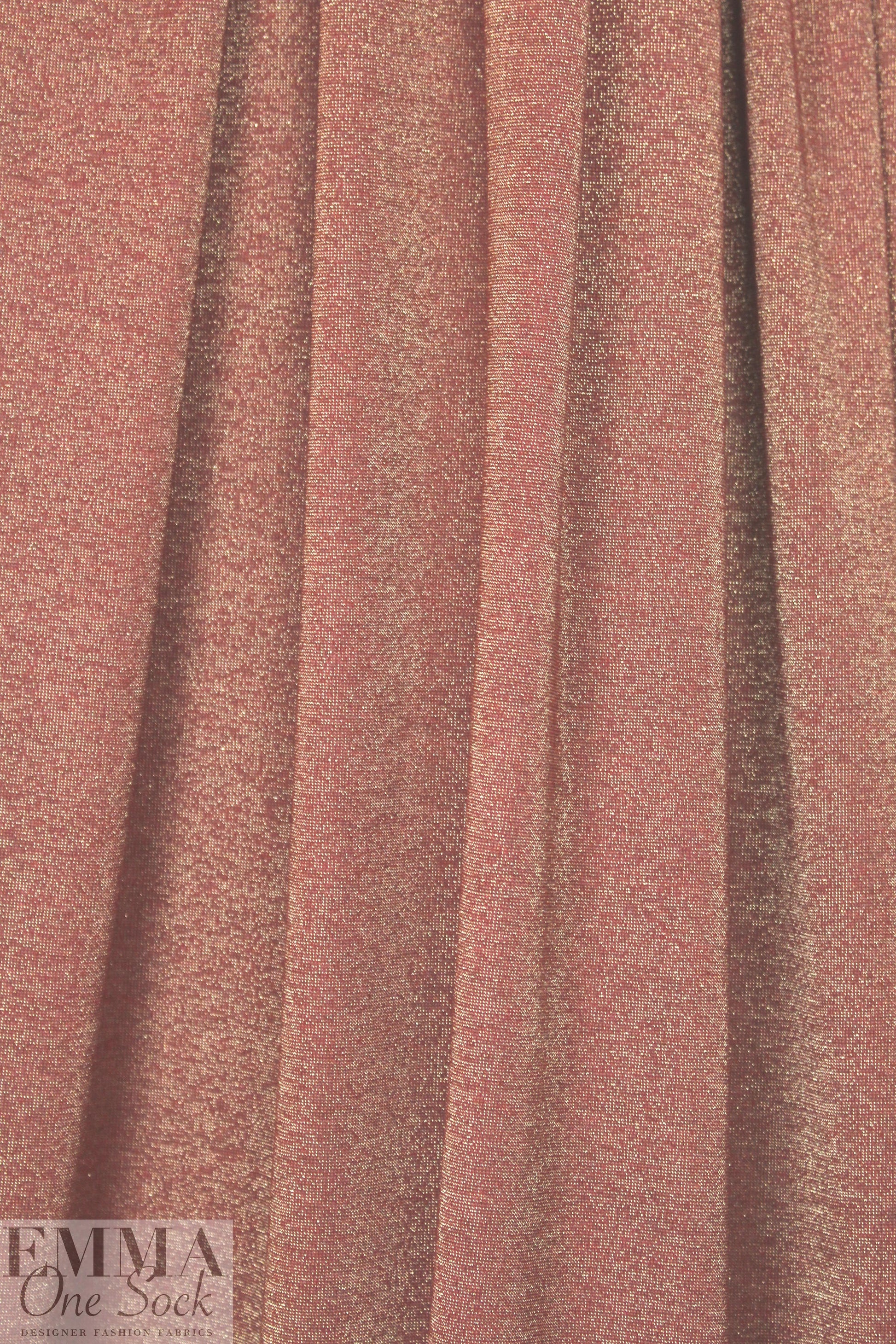 rouge/gold metallic rayon jersey 4-way 2.5 yds