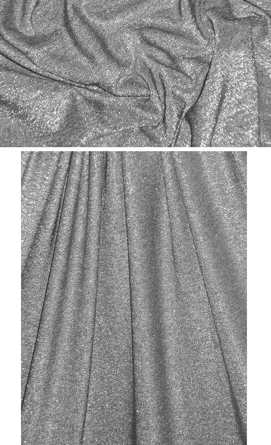 gray/silver metallic rayon jersey 4-way 1.375 yds
