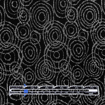 Italian 'concentric' jacquard knit - black/metallic silver 1.75 yds