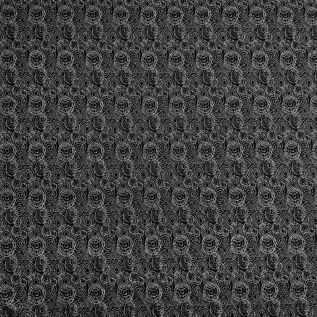 Italian 'concentric' jacquard knit - black/metallic silver 1.75 yds