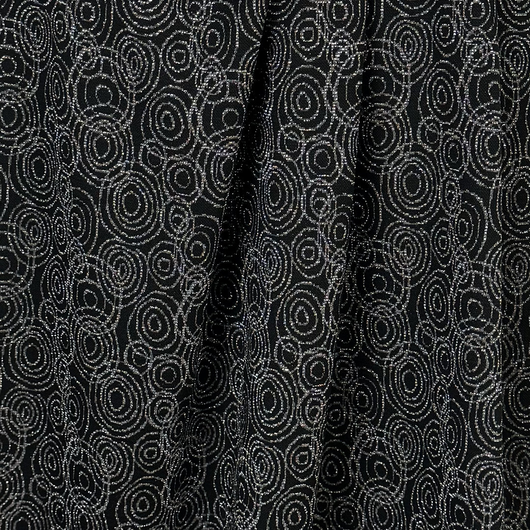 Italian 'concentric' jacquard knit - black/metallic silver .75 yds