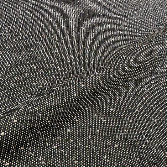 Italian 'tweedy flecks' jacquard knit - black/dove gray/metallic silver
