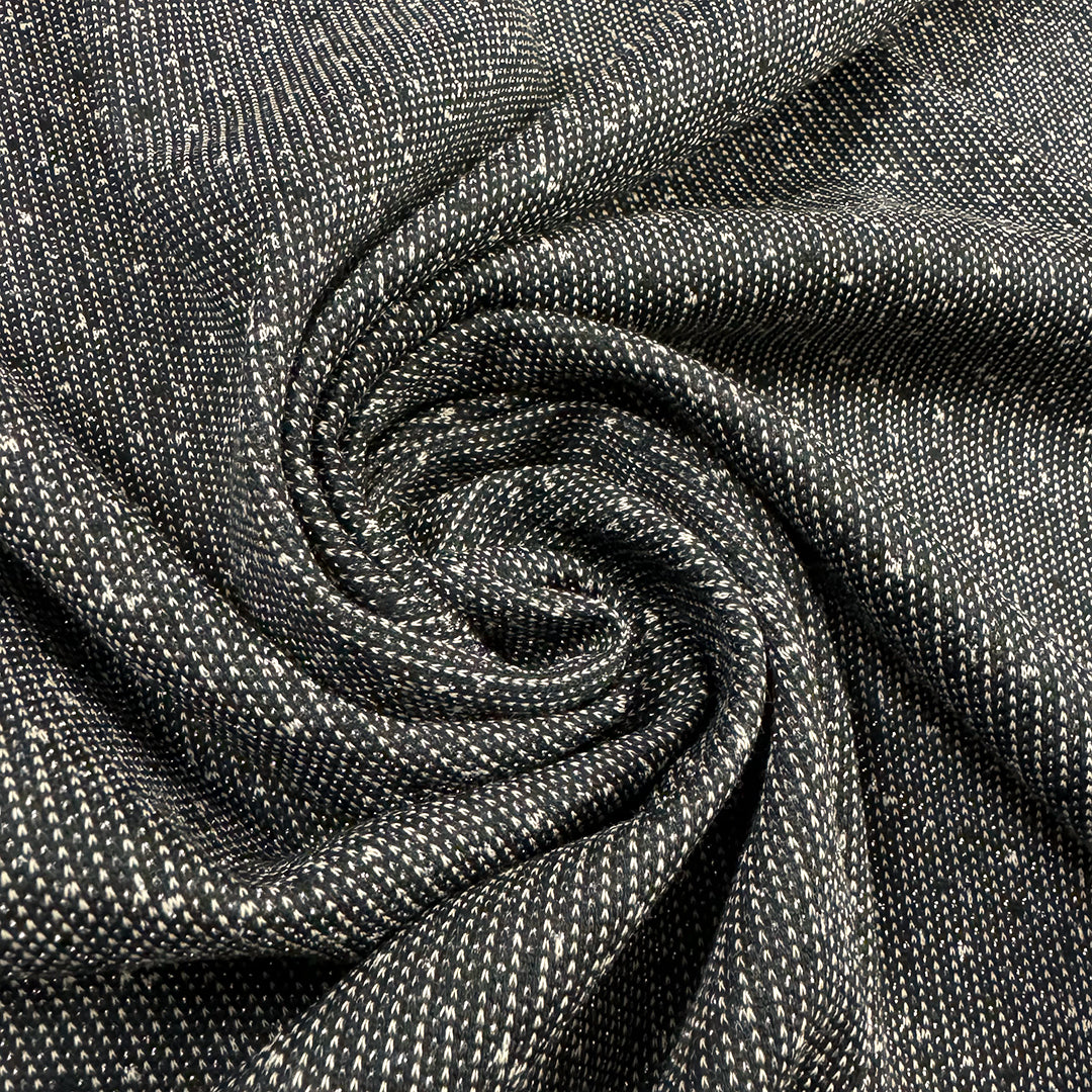 Italian 'tweedy flecks' jacquard knit - black/dove gray/metallic silver 2 yd