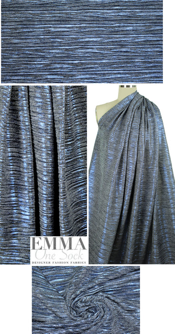 NY designer pleated metallic knit - sapphire