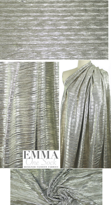 NY designer pleated metallic knit - silver patina