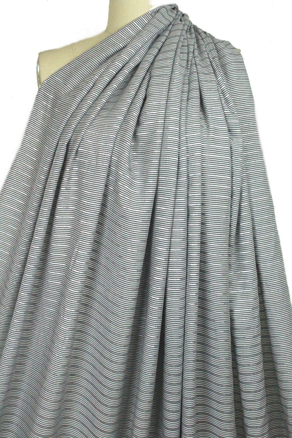Tah@ri denimy gray/silver metallic stripe shirting