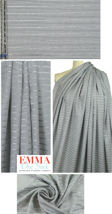 Tah@ri denimy gray/silver metallic stripe shirting