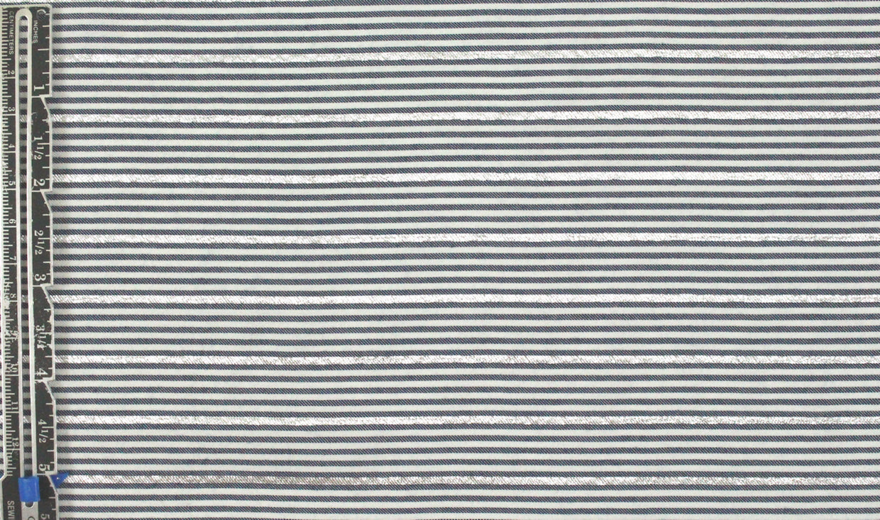 Tah@ri denimy gray/silver metallic stripe shirting