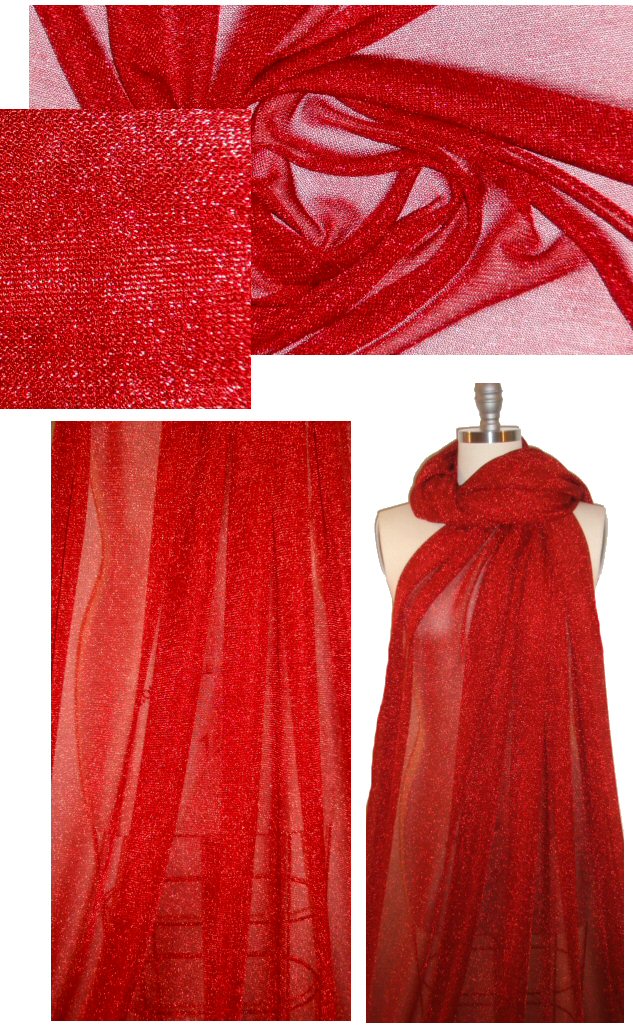 famous designer festive red sparkle sweater knit 1 yard