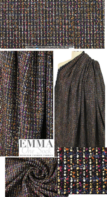 Italian fancy black/fuchsia /gold sparkly boucle'