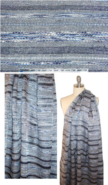 Italian cotton/viscose/metallic blue/silver fancy weave