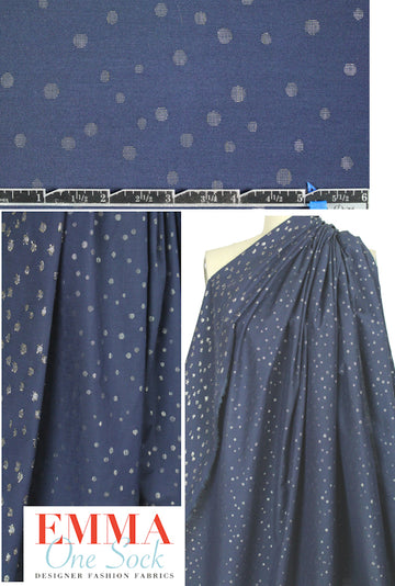 Tah@ri clipped jacquard dot voile - navy