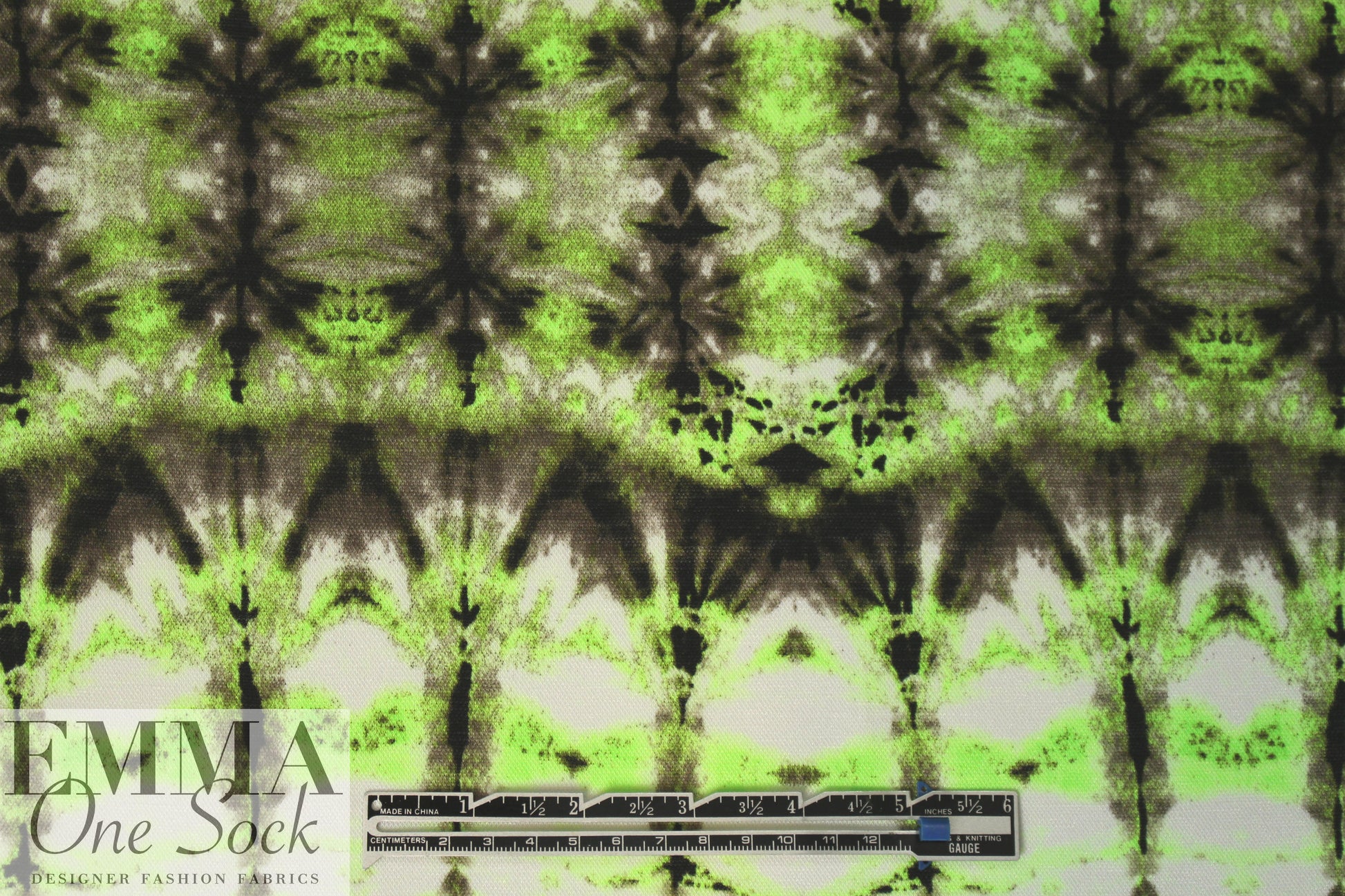 neon tie dye micro-mesh knit - lime/espresso 2 yd