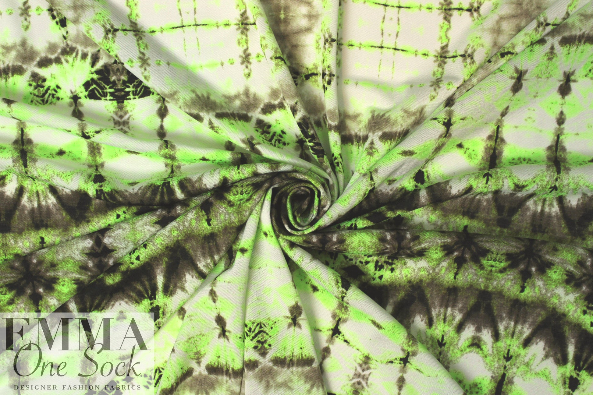 neon tie dye micro-mesh knit - lime/espresso 2 yd