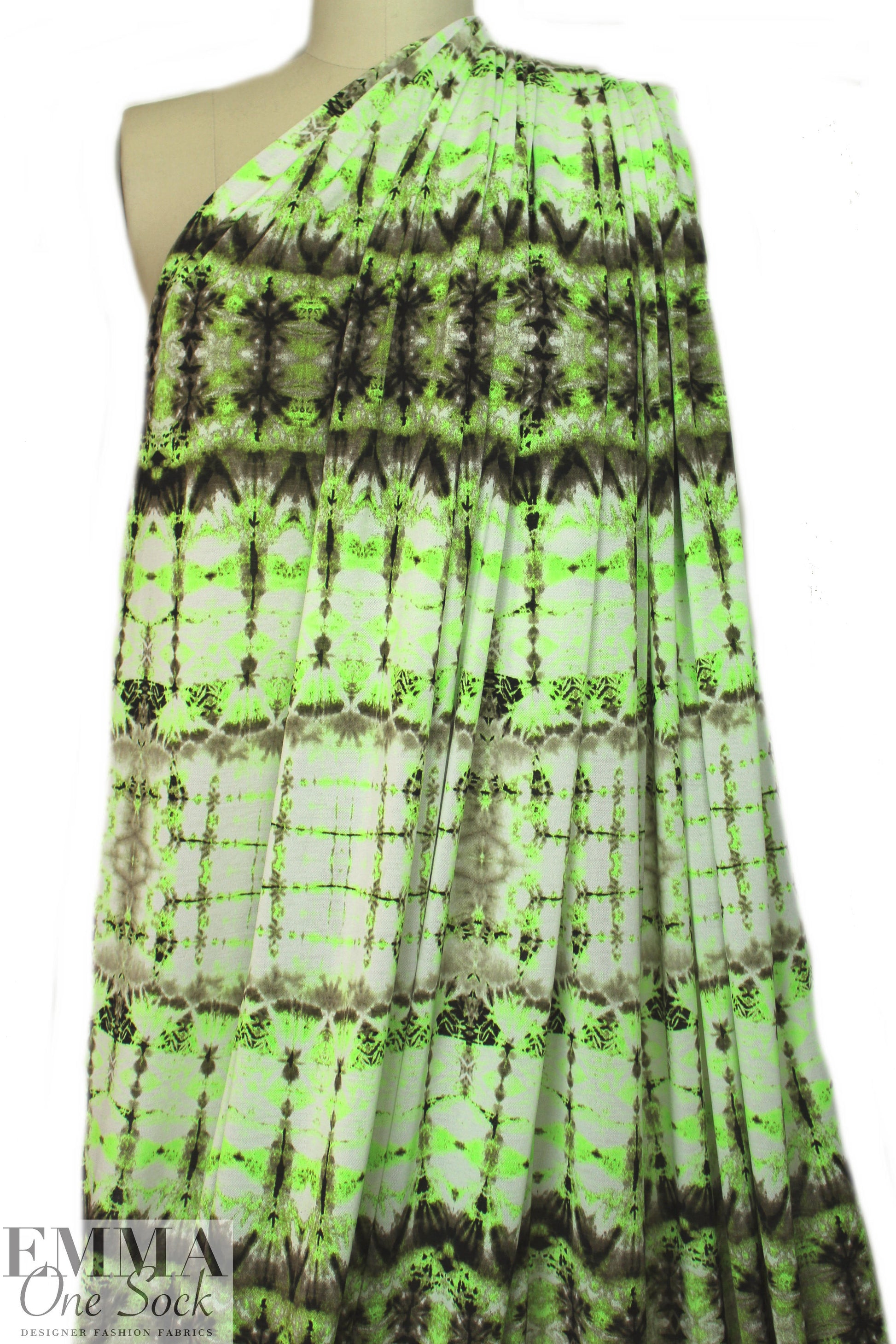 neon tie dye micro-mesh knit - lime/espresso 2 yd