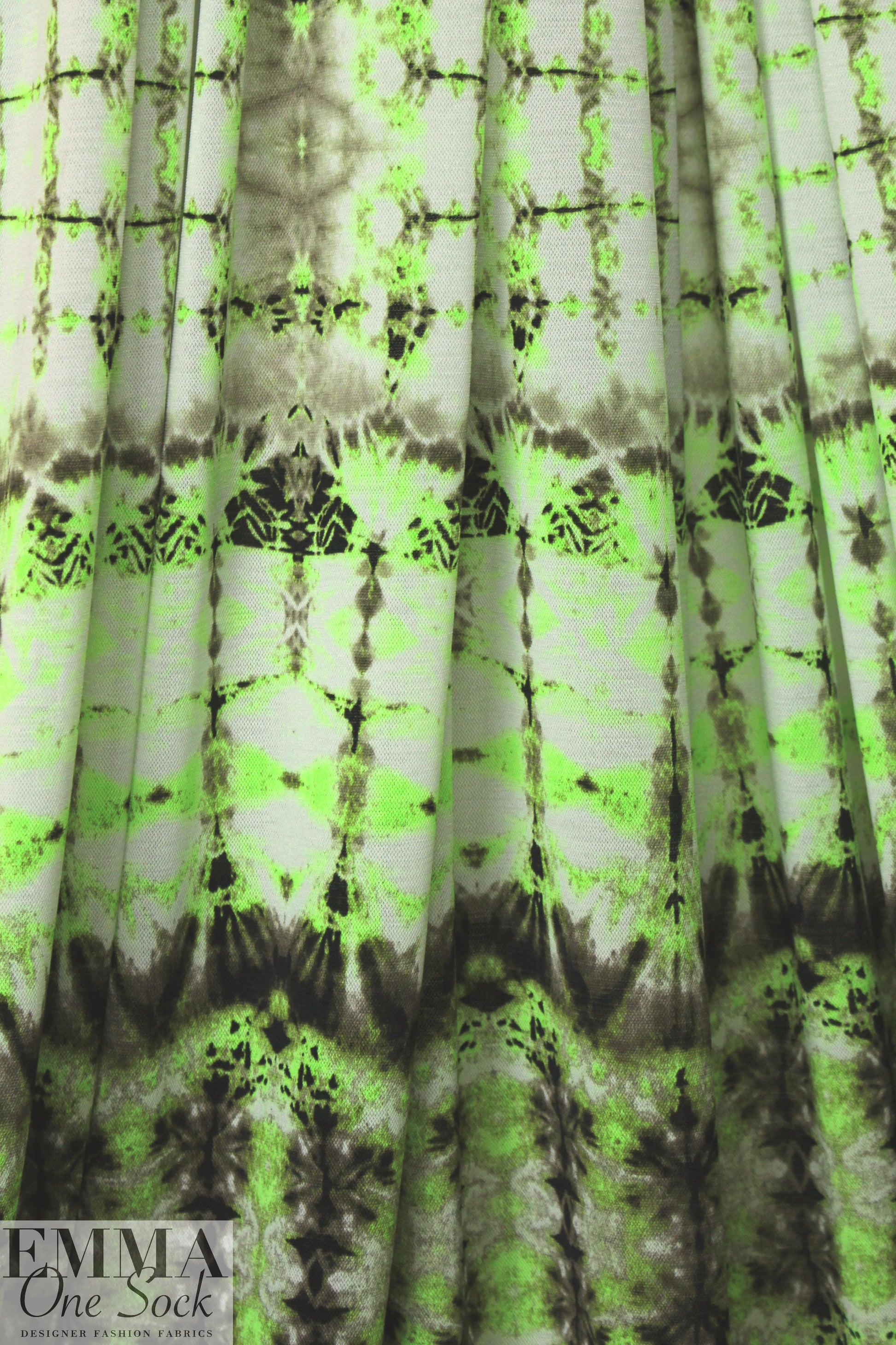 neon tie dye micro-mesh knit - lime/espresso 2 yd