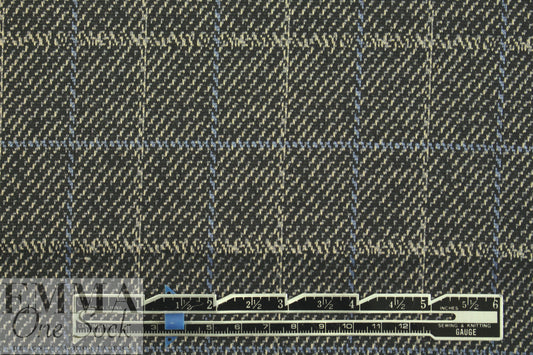 blue/black/ecru window plaid ponte doubleknit