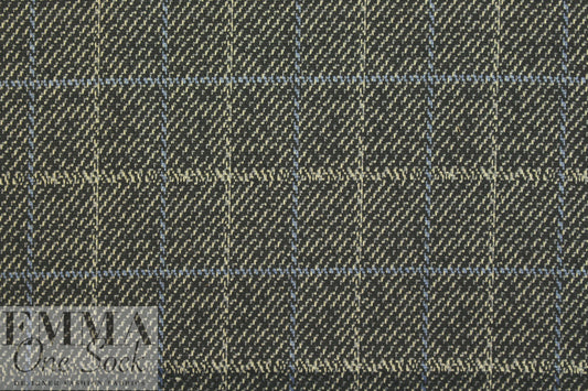 blue/black/ecru window plaid ponte doubleknit