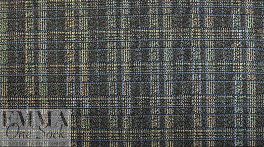 blue/black/ecru edgy plaid ponte doubleknit 2 yd