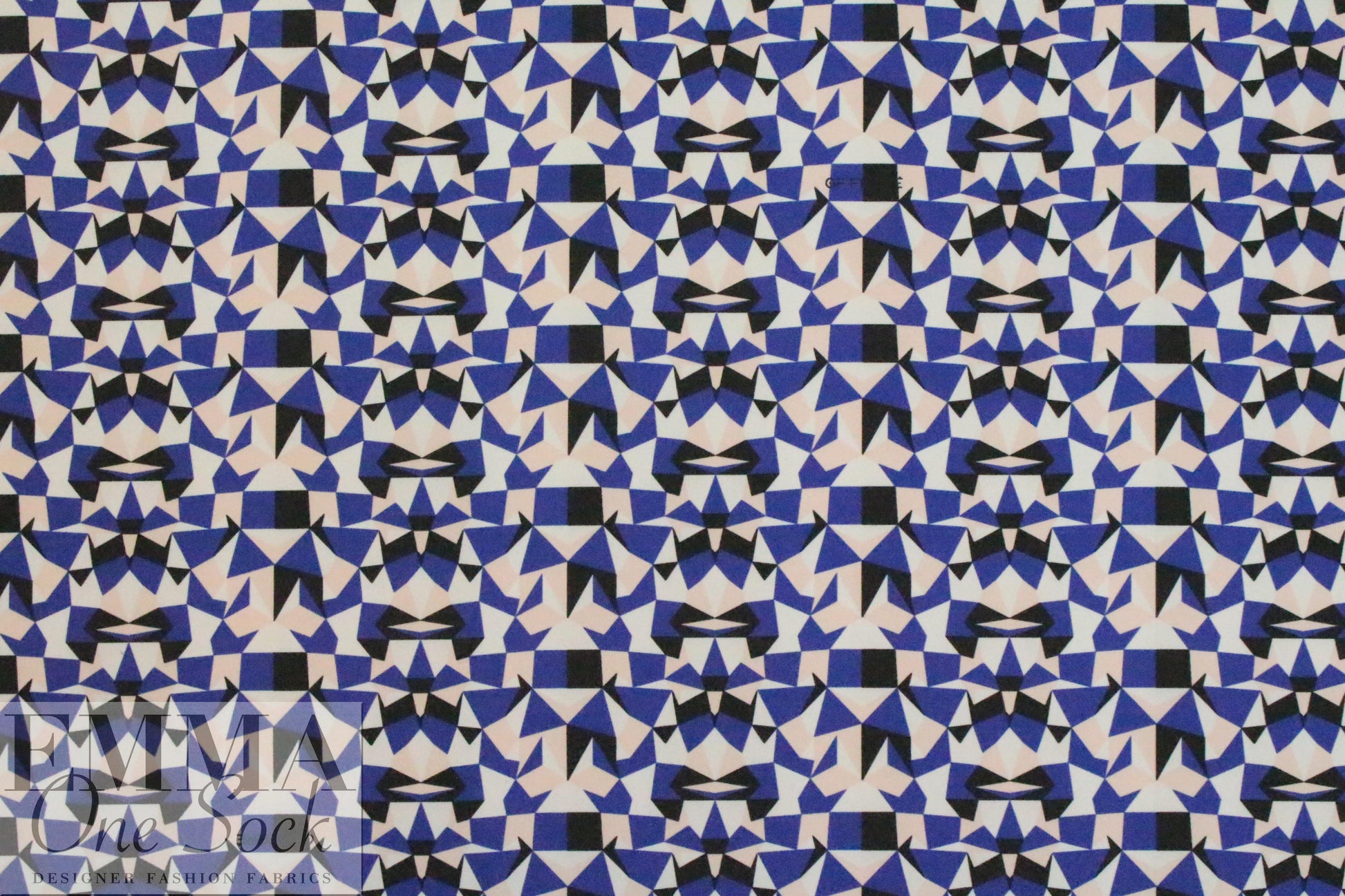 G. Ferre 2-ply microfiber - navy/blush geo 1.25 yds