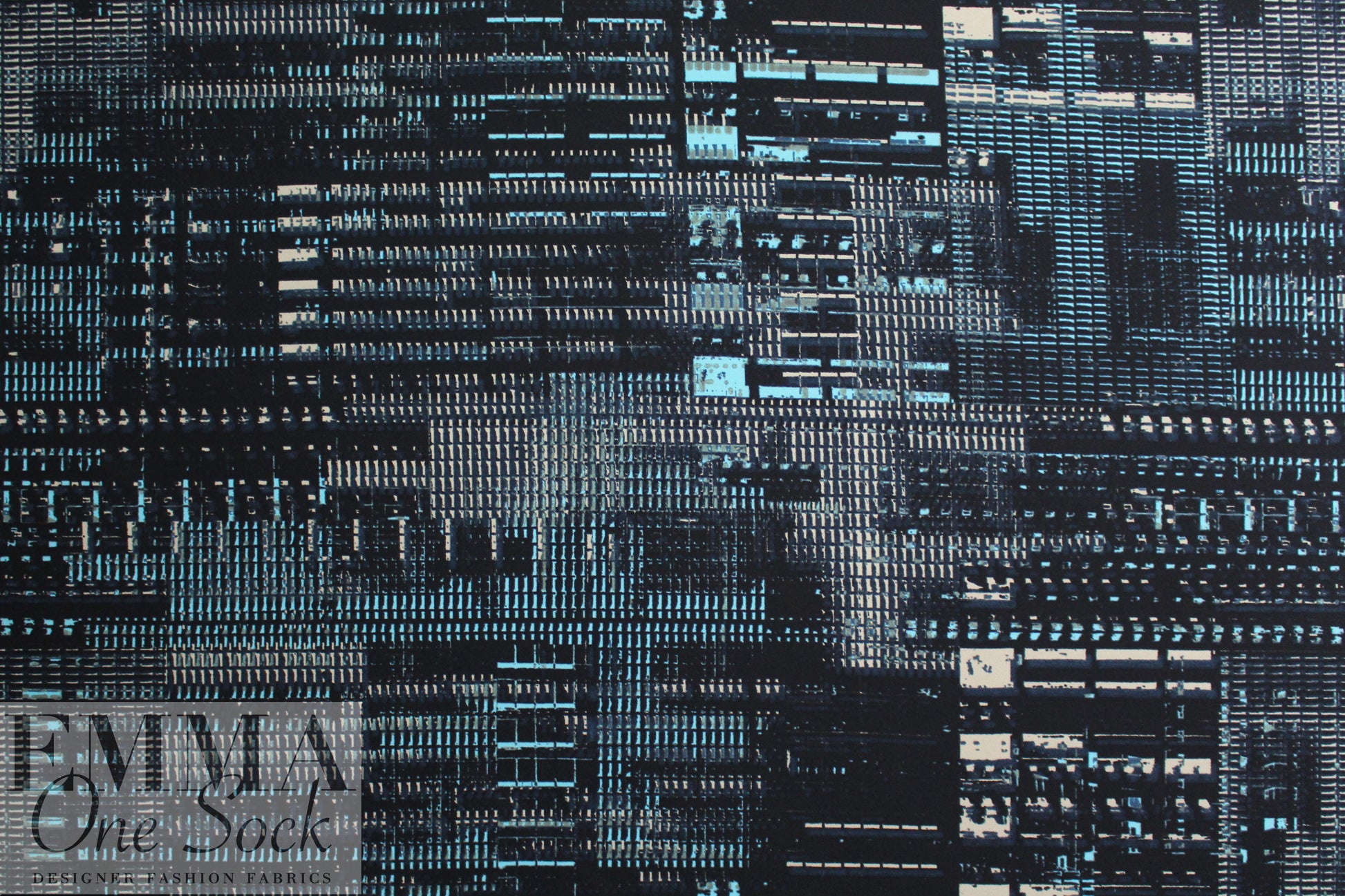 NY designer edgy 'city lights' microfiber stretch woven