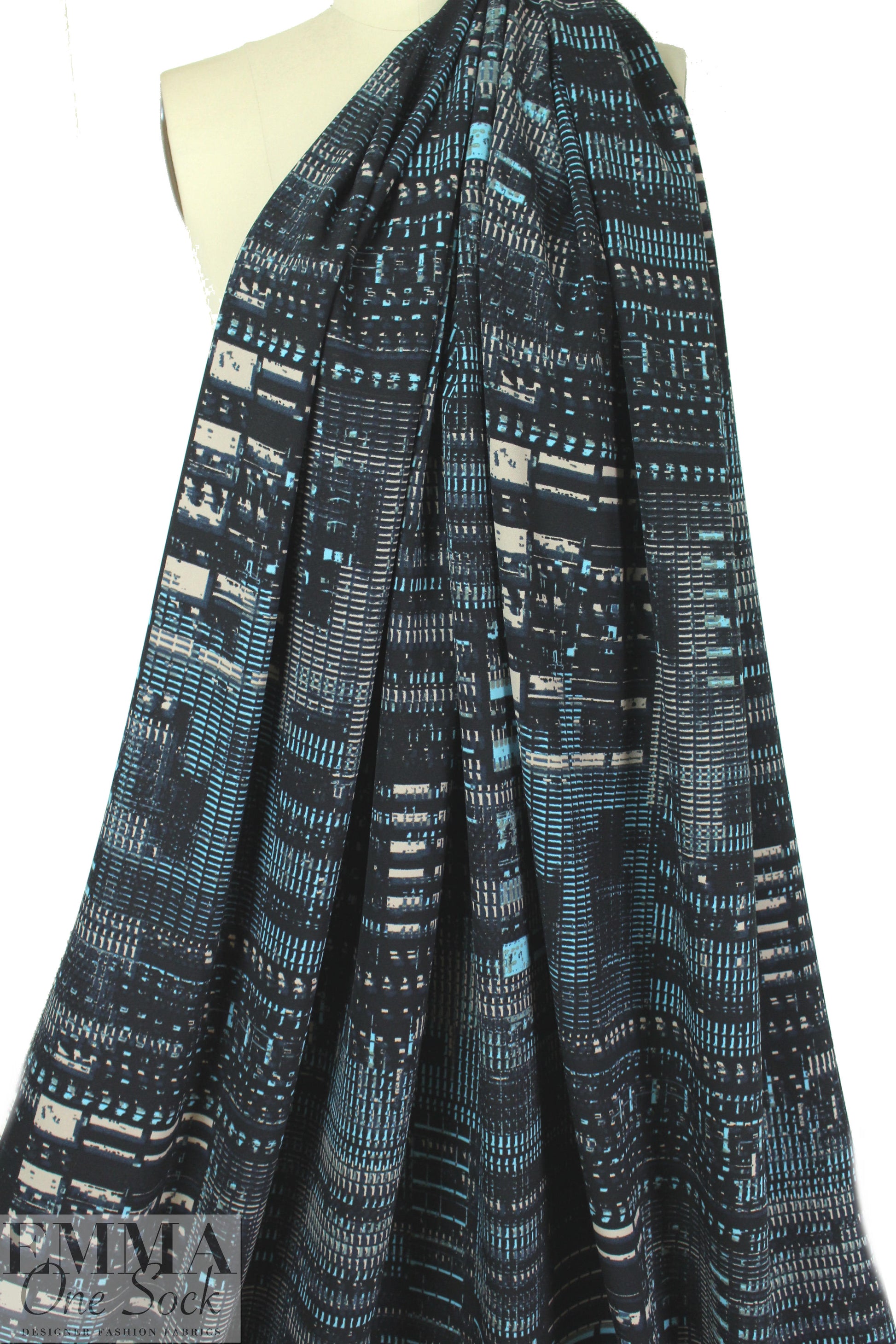 NY designer edgy 'city lights' microfiber stretch woven 1.875 yd