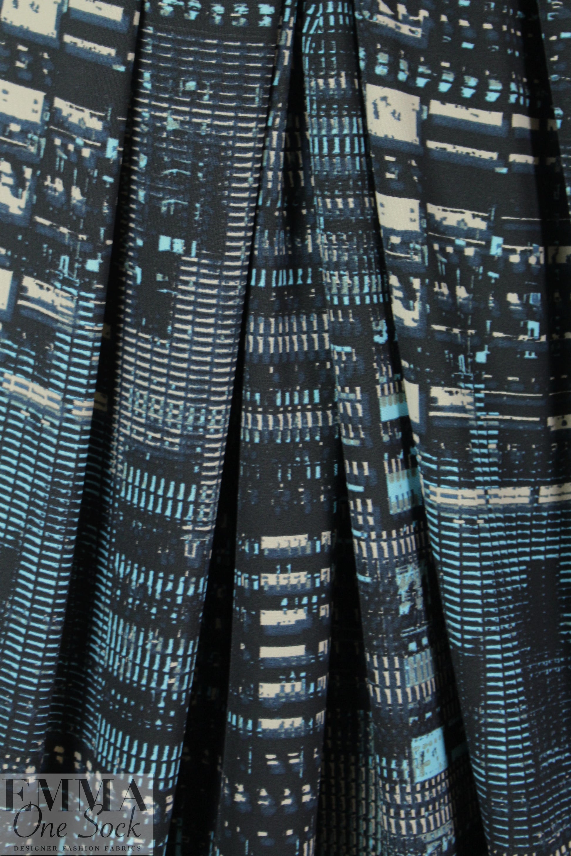 NY designer edgy 'city lights' microfiber stretch woven 1.875 yd