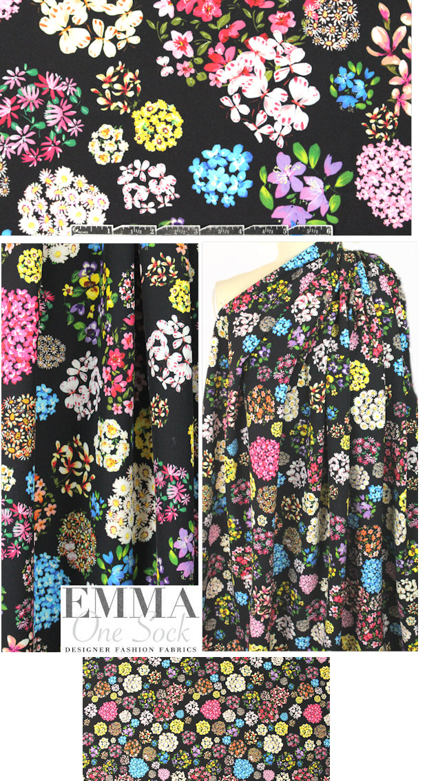Italian floral clusters 'matte hybrid' microfiber knit 1 yard