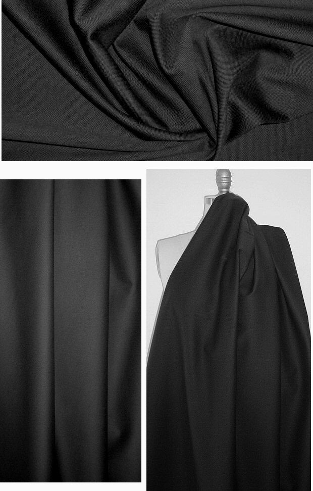Italian stretch cotton micro-pique' - black .66 yds