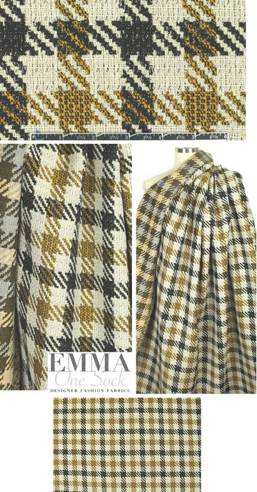 Mi11y wool blend houndstooth plaid suiting
