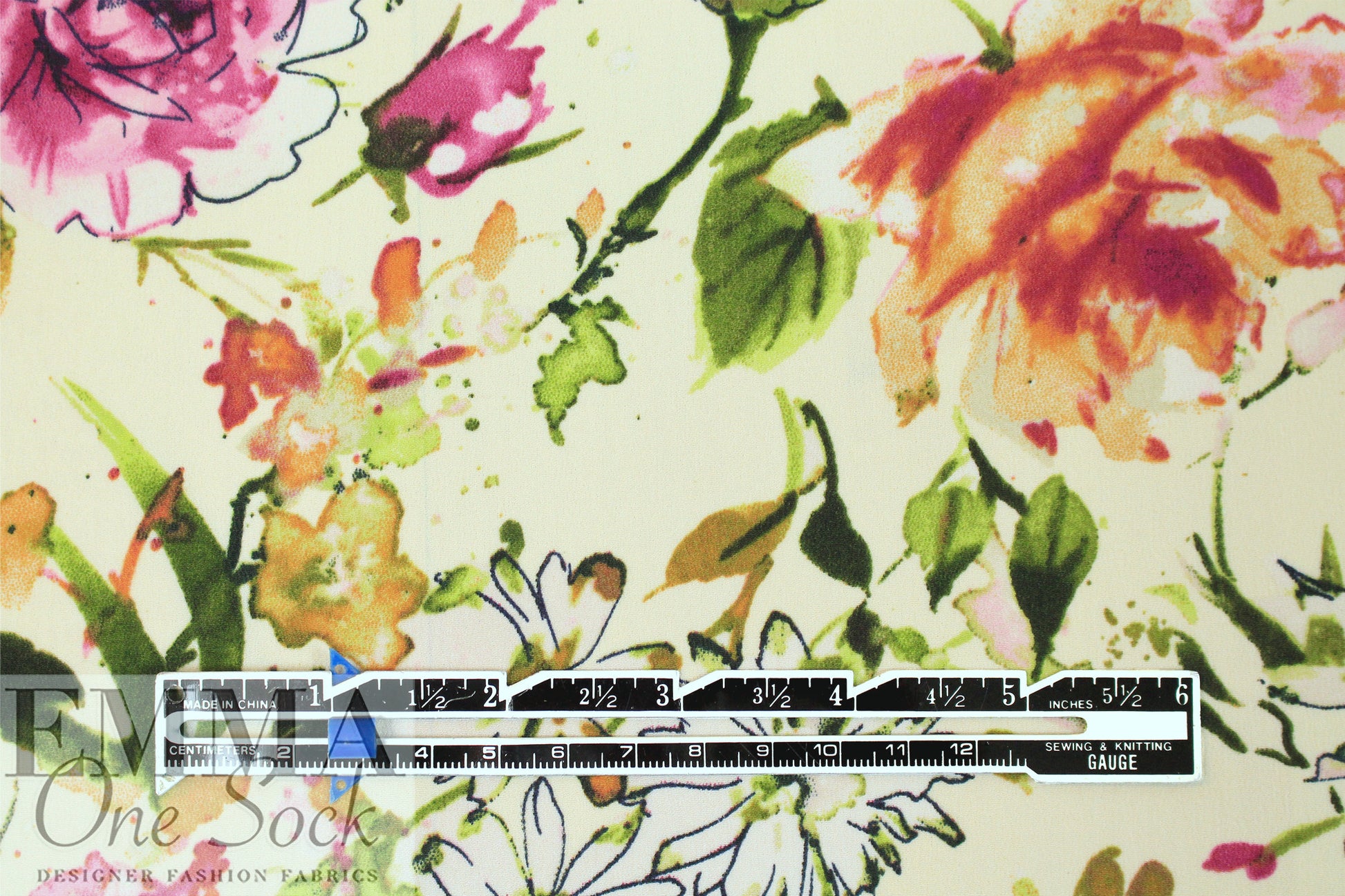 floral gestures poly crepe woven - Oeko-Tex cert. .75 yds