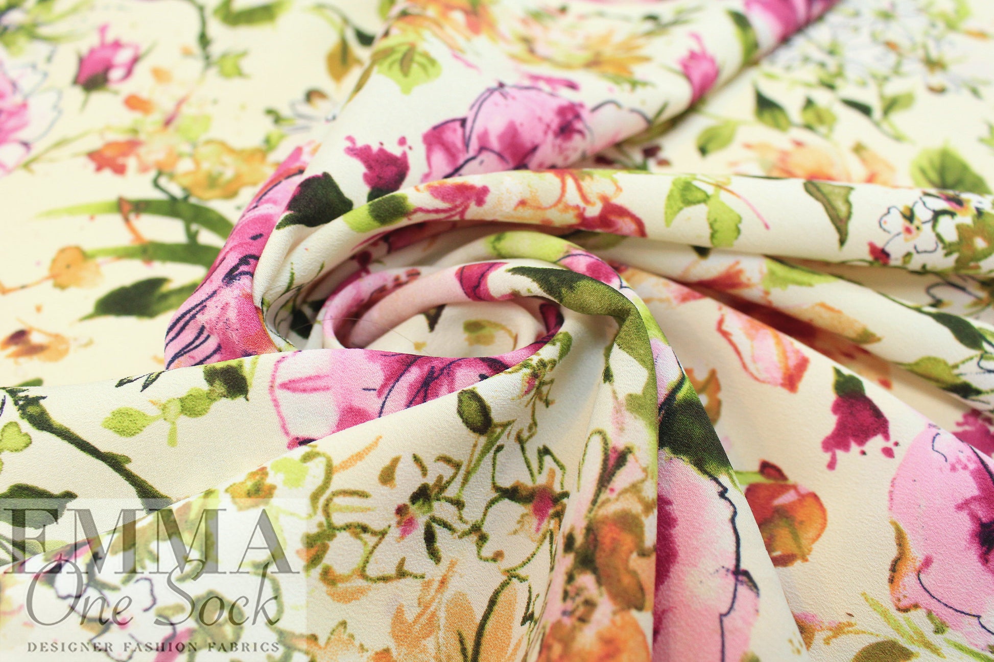 floral gestures poly crepe woven - Oeko-Tex cert. 1.5 yds