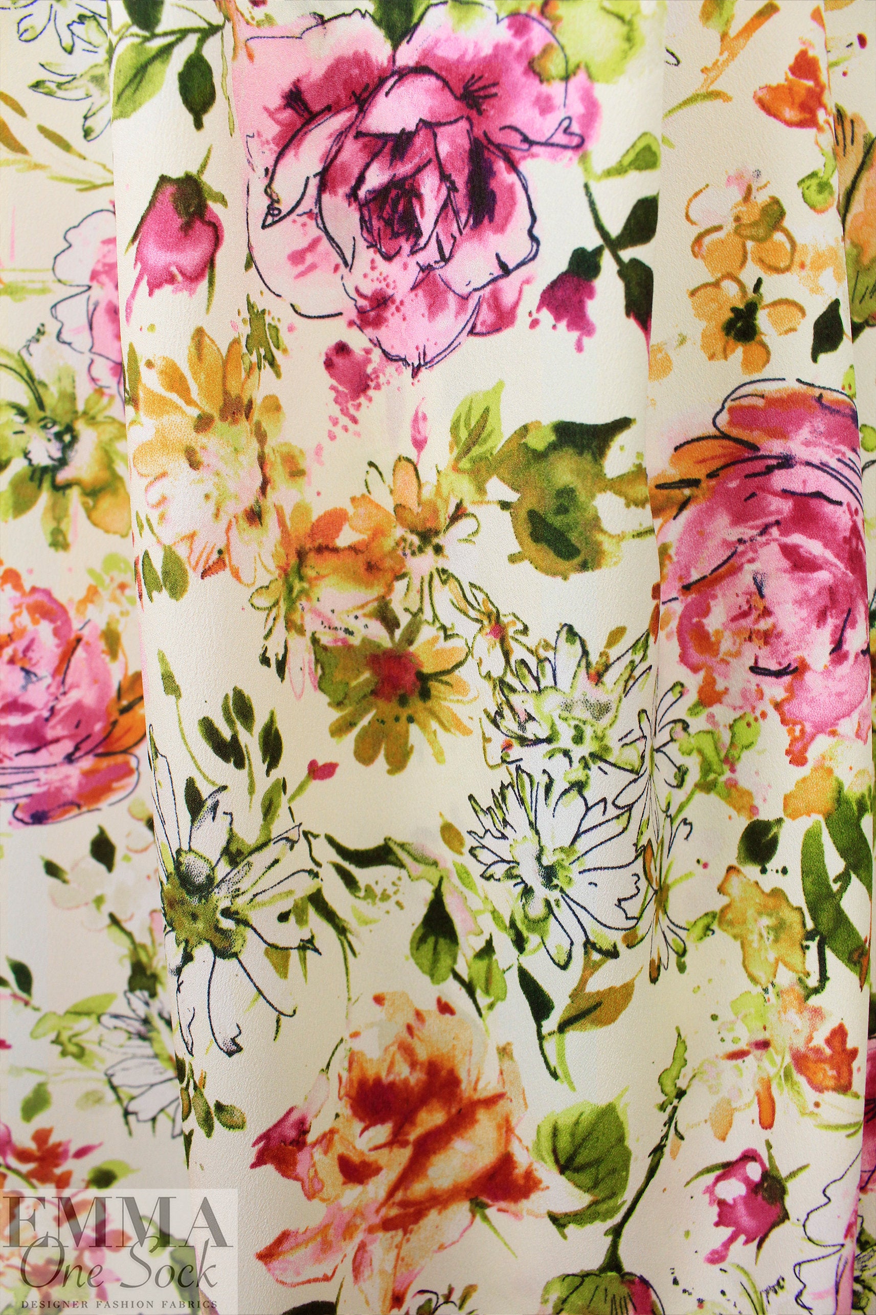 floral gestures poly crepe woven - Oeko-Tex cert. 1 yard