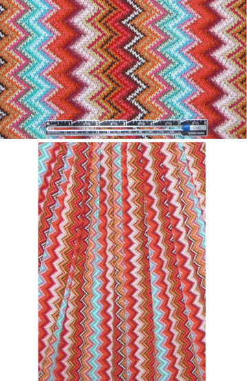Miss0ni tangerine/sky ziggy sweater knit 1.625 yd