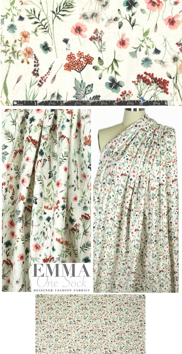 Italian over-printed stretch jacquard - wildflowers