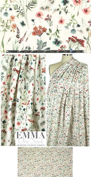 Italian over-printed stretch jacquard - wildflowers