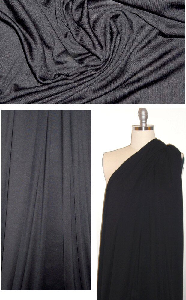 famous designer modal/wool jersey knit - black 3 yd