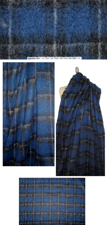 Sun0 wool/mohair plaid - navy/black