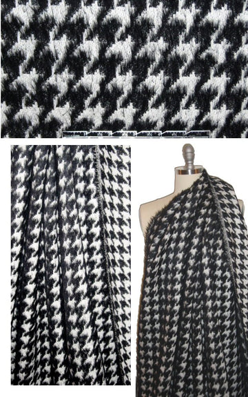 Italian mohair/alpaca coating - b/w houndstooth 1.5 yd